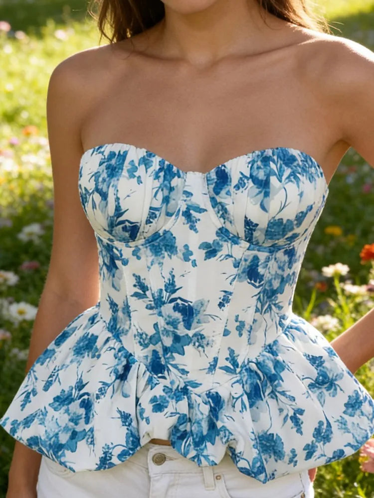 Top Corset Primavera en Azul