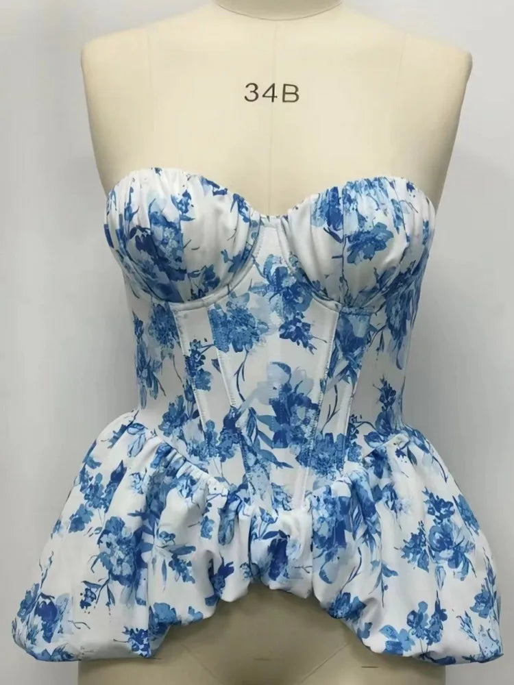 Top Corset Primavera en Azul